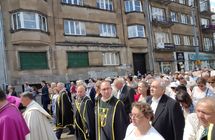 Chorągiew pw św Stanislawa Kostki w Łodzi podczas uroczystości Święta Eucharystii.
